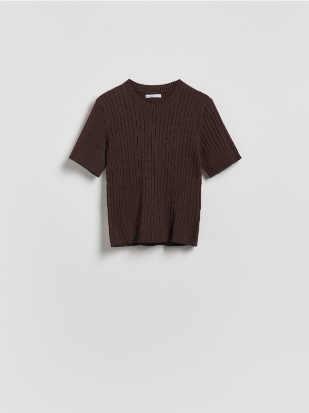 Reserved - Sweter ze strukturalnym splotem - ciemnobrązowy