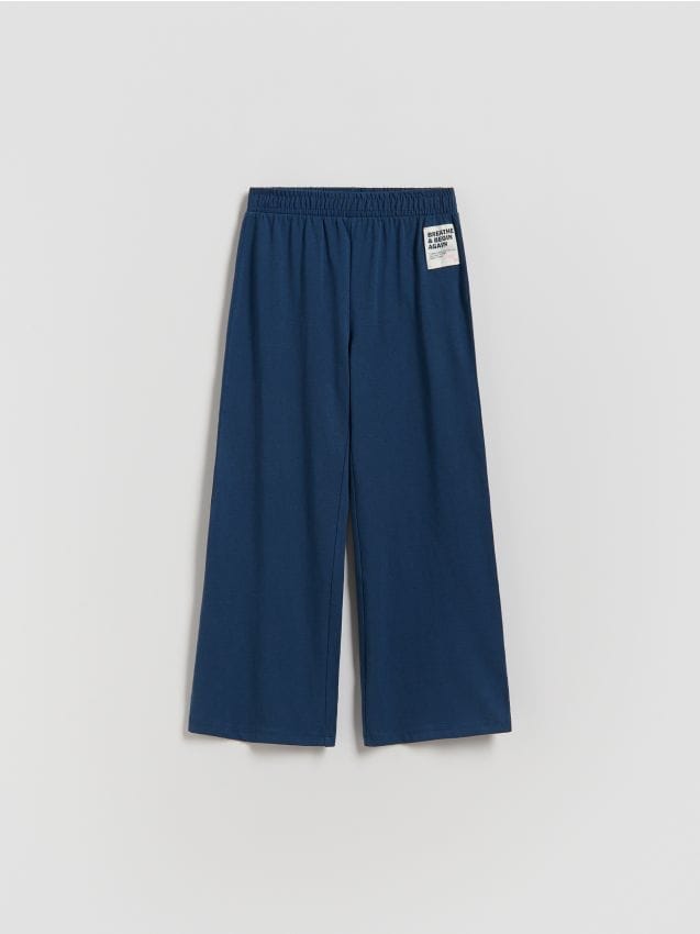 Reserved - Dresowe spodnie wide leg - granatowy