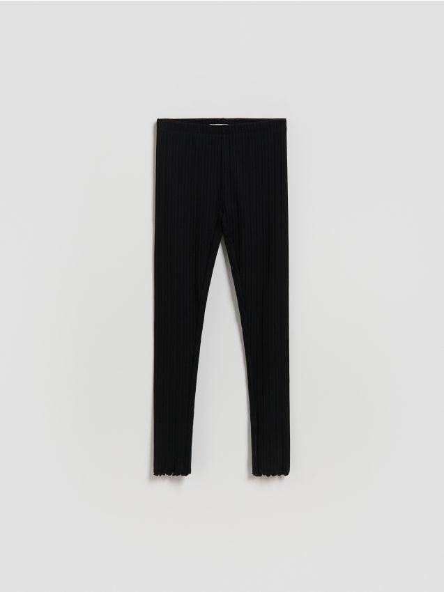 Reserved - Prążkowane legginsy - czarny