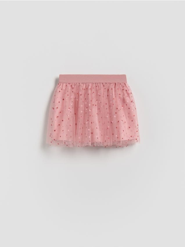 Reserved - Tiulowa spódniczka - różowy