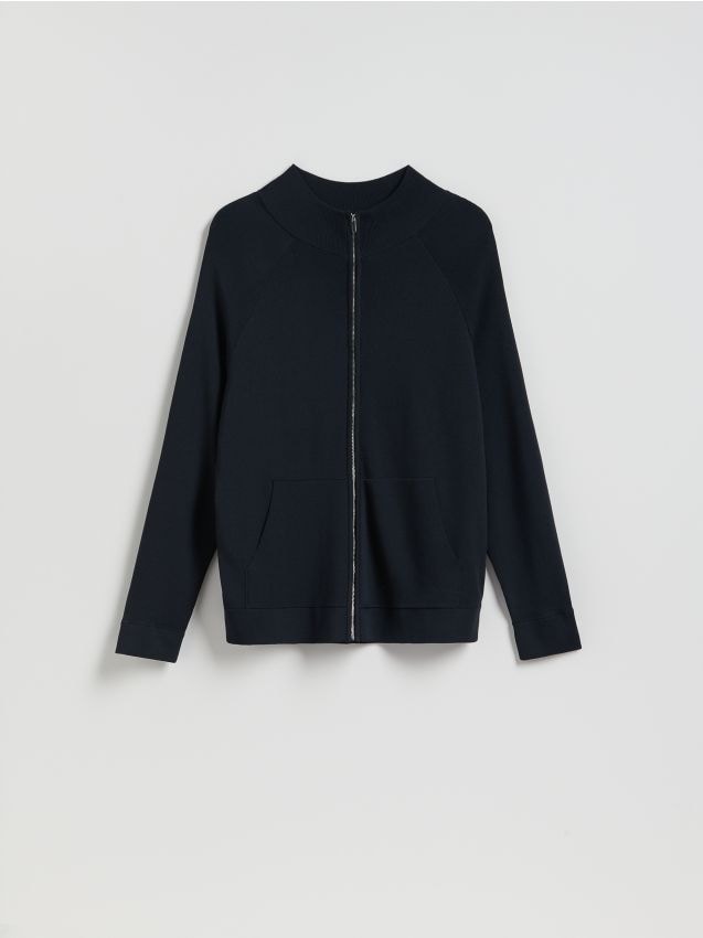 Reserved - Rozpinany sweter z wiskozą - granatowy