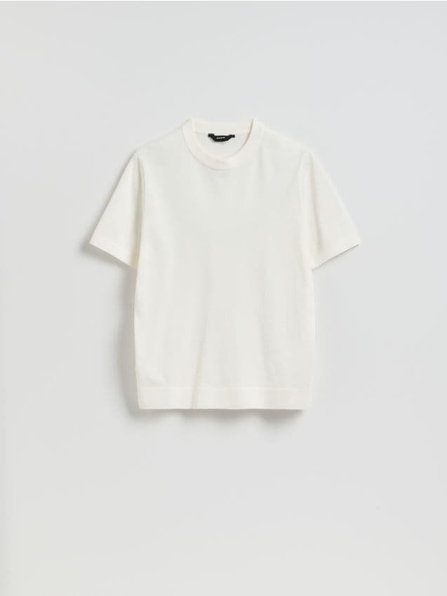 Reserved - Sweter z krótkim rękawem - złamana biel