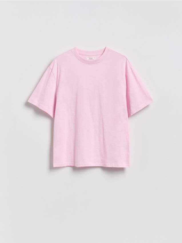 Reserved - Bawełniany t-shirt oversize - pastelowy róż