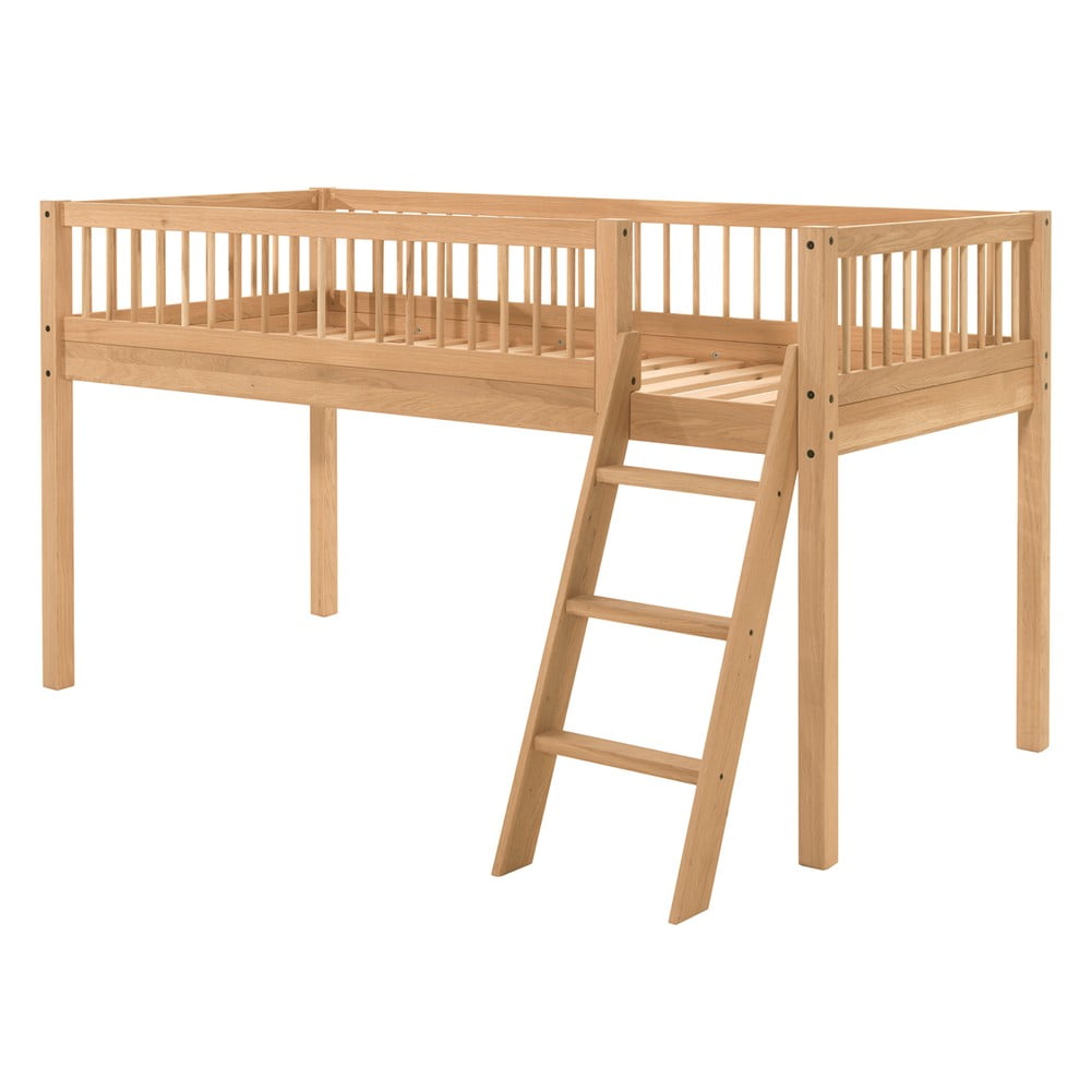 Podwyższone łóżko dziecięce z litego drewna dębowego 90x200 cm Forrest – Vipack