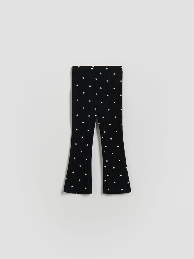 Reserved - Prążkowane legginsy - czarny