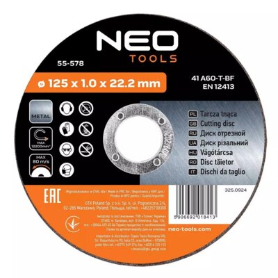 NEO TOOLS Tarcza do cięcia 55-578 125 mm (10 szt.)