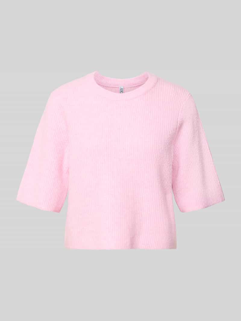 T-shirt o pudełkowym kroju z prążkowanej dzianiny z dodatkiem wełny model ‘SILLY’