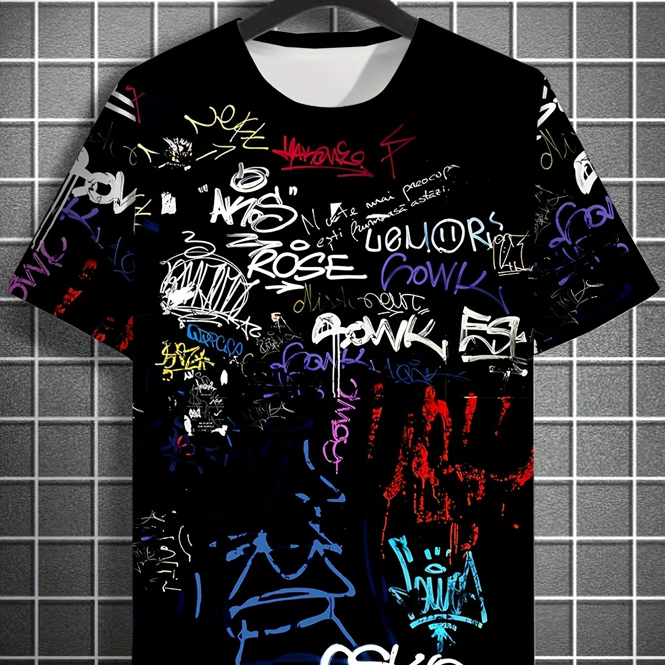 TEMU Modny T-shirt - Casualowy Krótki Rękaw, Wygodny i Oddychający, Idealny na Co Dzień T-shirt z Okrągłym Dekoltem Letnie Imprezy, Wyjścia na