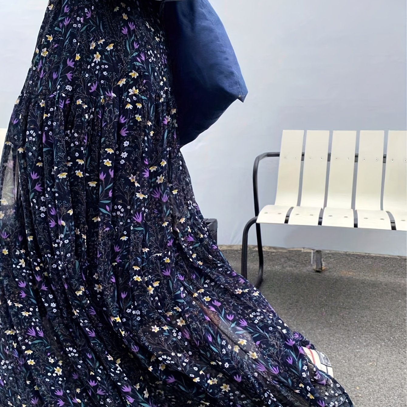 TEMU Damska spódnica A-line z kwiatowym nadrukiem i elastyczną talią na wiosnę i .