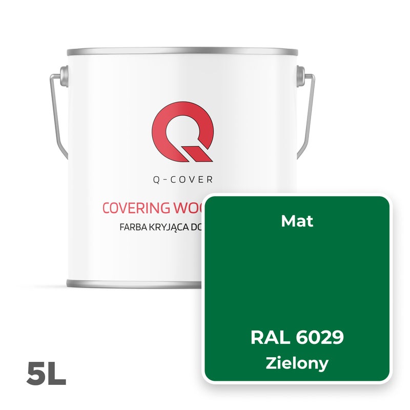 Farba Kryjąca do Drewna Q-Cover Zielony RAL6029 Mat 5L