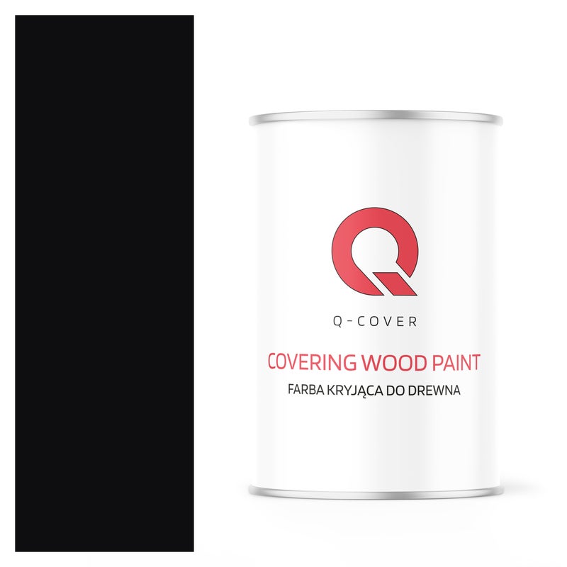 Farba Kryjąca do Drewna Q-Cover Czarny RAL9005 Wysoki Połysk 1L