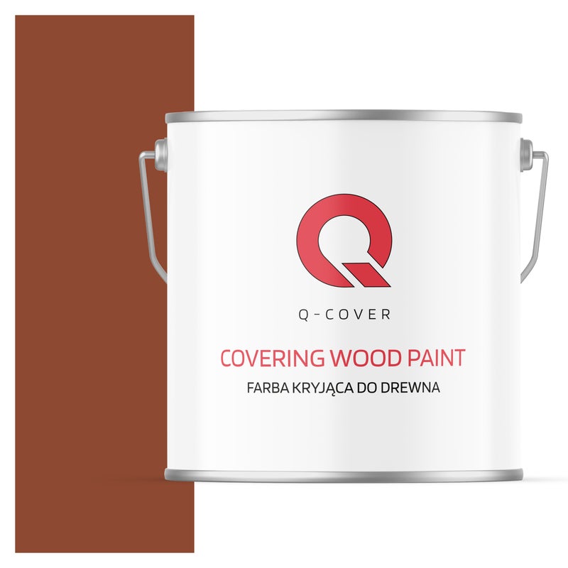 Farba Kryjąca do Drewna Q-Cover Ceglasty RAL8004 Półmat 5L