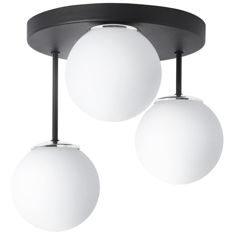 Lampa sufitowa wisząca Florence okrągła glamour klosz biały 3xE14 czarna/chrom Light Home LH