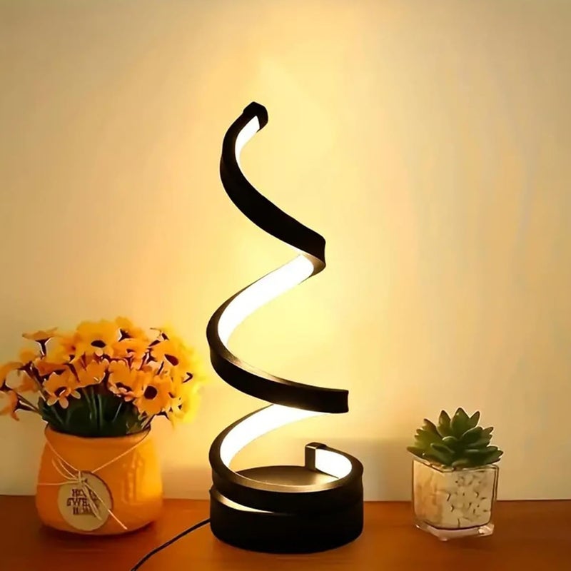 Nowoczesna spiralna lampa stołowa LED USB, 3 kolory, płynne przyciemnianie, do domu, salonu, sypialni, biura
