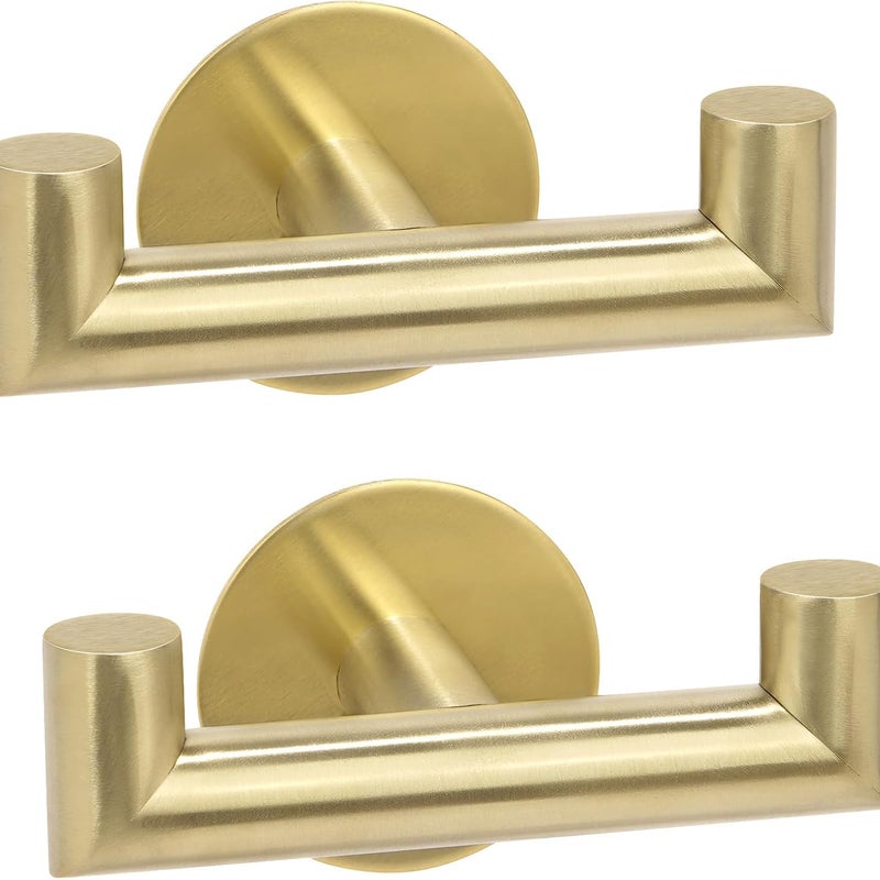 Podwójnie klejące haki ścienne, 2-częściowy wieszak na ręczniki łazienkowe, stal nierdzewna, system do wieszania obrazów bez wiercenia, kolor złoty