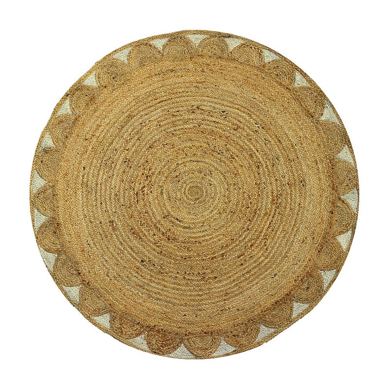 Dywan okrągły o kwiatowym kształcie 100% juty - śr. 200 cm - Naturalny - INDIRA