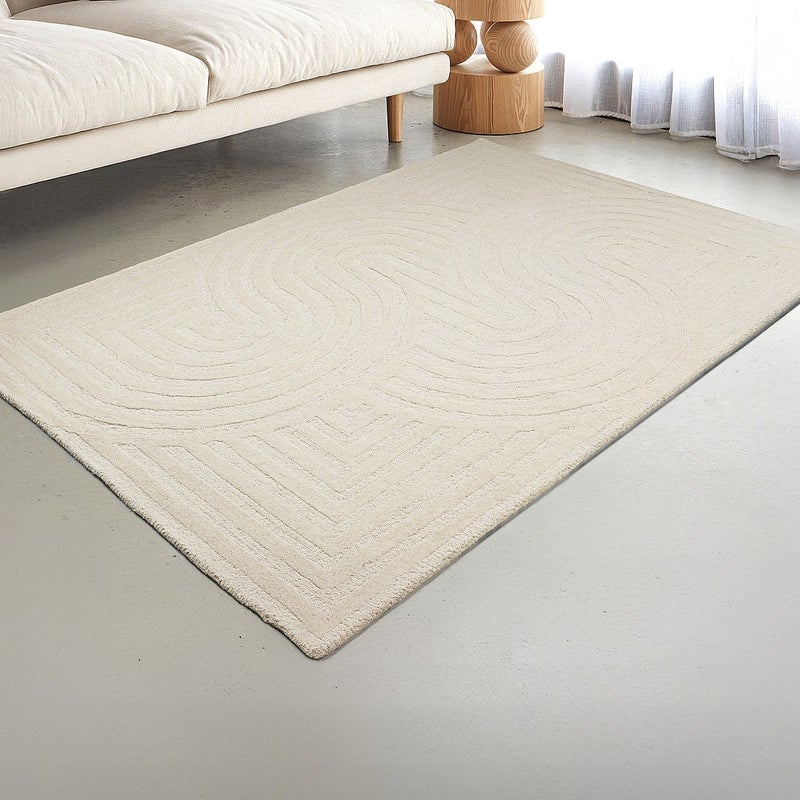 Dywan 100% wełna ręcznie tuftowany - 200 x 290 cm - Złamana biel - 2000g/m² - LUZAN