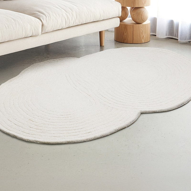 Organiczny dywan 100% wełny, tuftowany ręcznie - 120 x 160 cm - Kość słoniowa - 2100g/m² - VELIMA