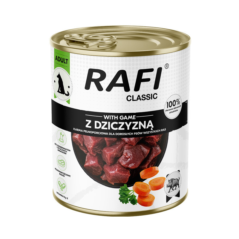 RAFI Classic z dziczyzną - mokra karma dla psa - 800g