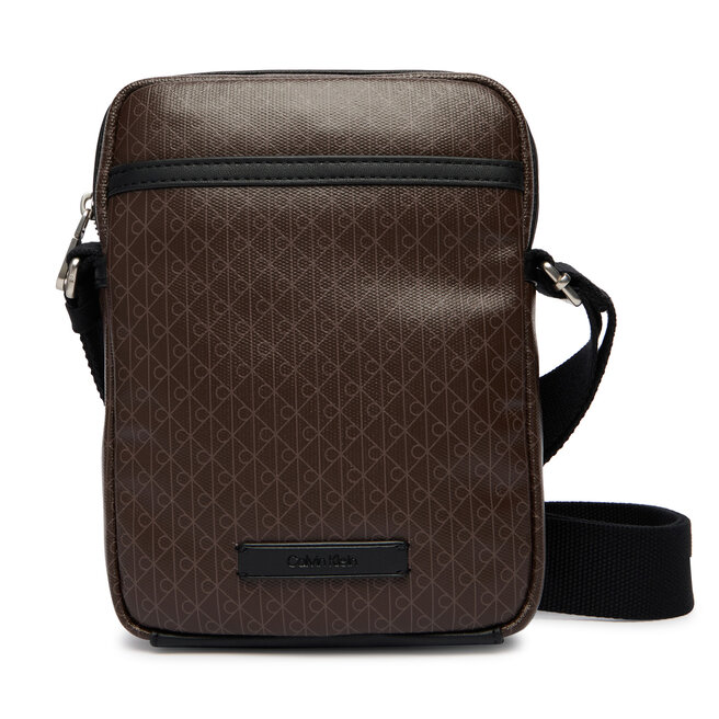 Saszetka Calvin Klein Emblem Aop Coated Slim Reporter LV04D3334G Brązowy