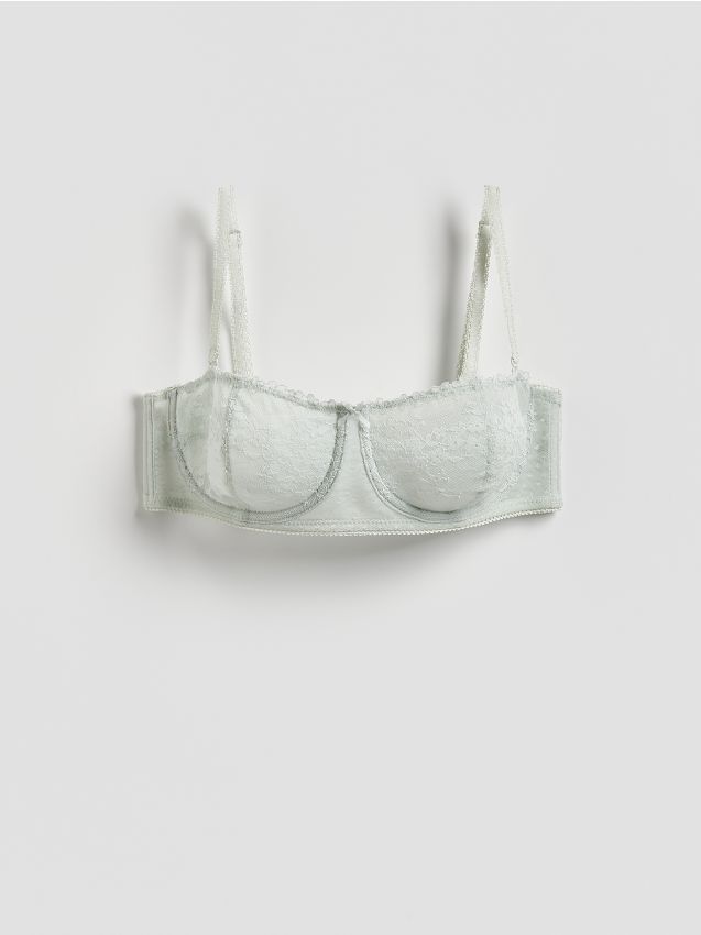 Reserved - Miękki biustonosz z fiszbinami - jasnozielony