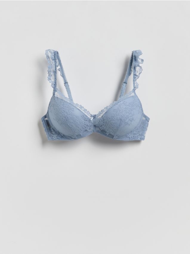 Reserved - Biustonosz push up z koronką - jasnoniebieski