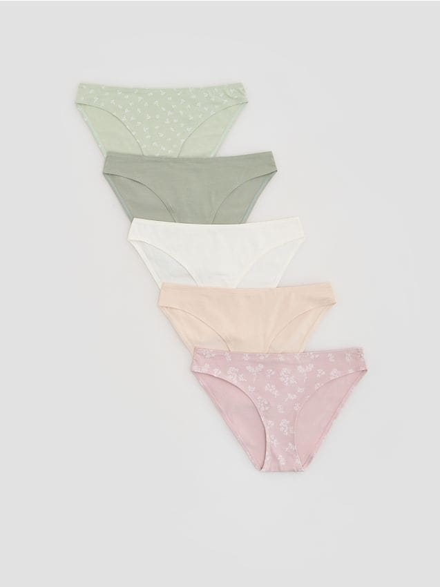 Reserved - Bawełniane majtki figi 5 pack - jasnozielony