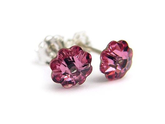 Kolczyki - Kryształy Swarovski- Różane okruszki