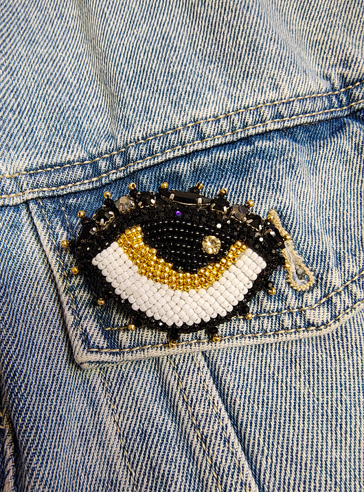 Wyjątkowa broszka OKO handmade rękodzieło unikat