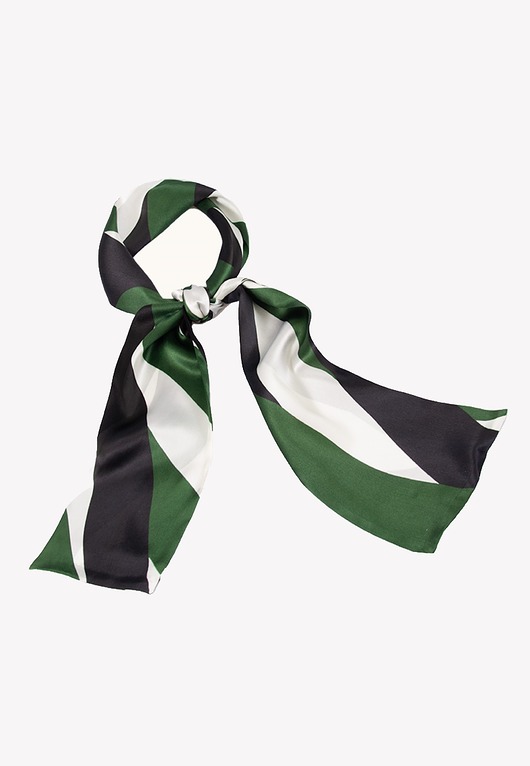 Wąski szal szalik jedwabny w geometryczne wzory 16x145 cm