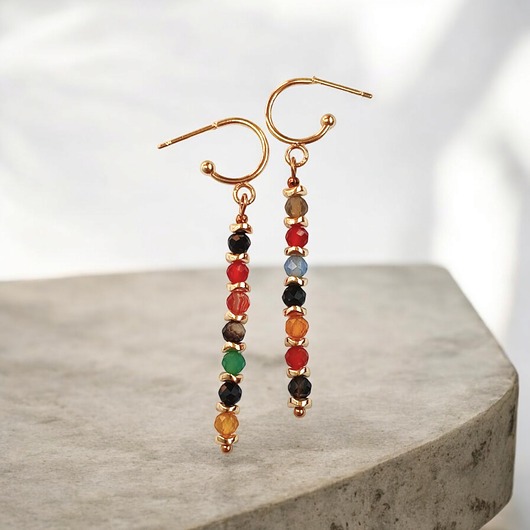 Jesienne patyczaki : długie kolczyki : agat, ozdobne sztyfty