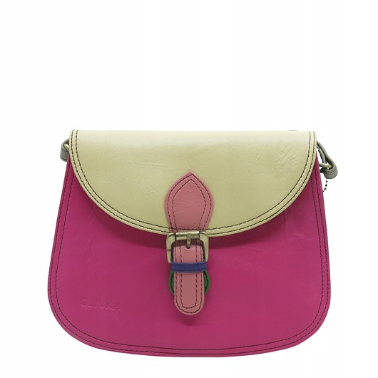 Torebka listonoszka damska skóra naturalna ze skrawków oryginalna OLIVKA