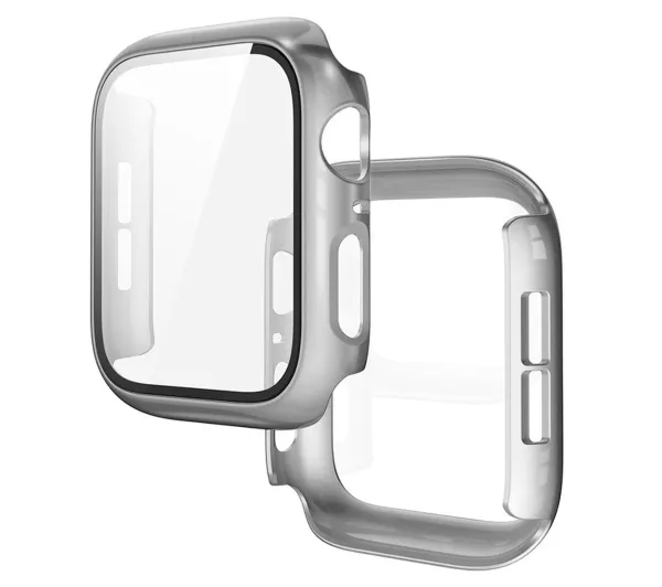 Bizon Case+Glass Watch do Apple Watch SE 3 / SE 2 / SE / 6 / 5 / 4 40mm Matowy srebrny