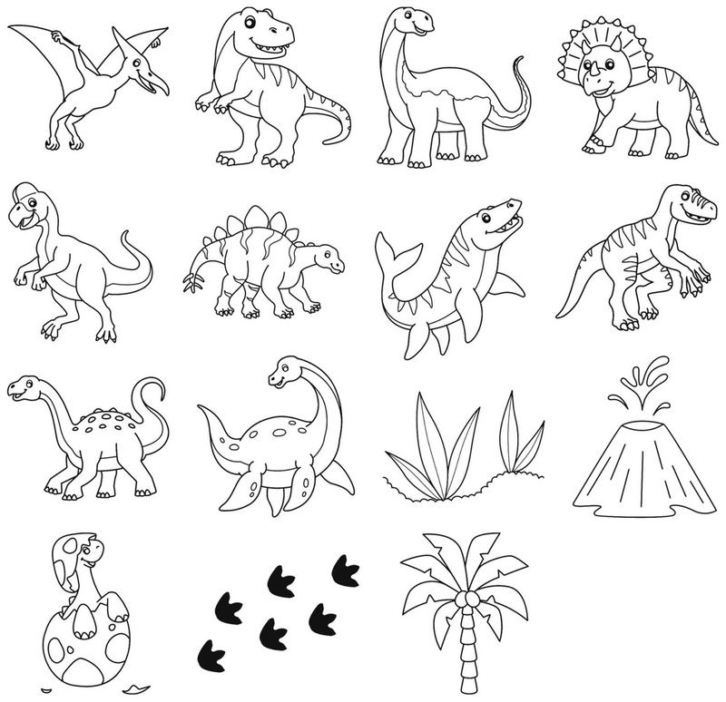 Zestaw stempli 15 szt z poduszką Dinozaury - zabawka