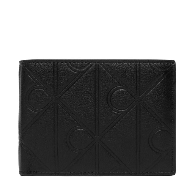 Portfel Calvin Klein Xl Emblem Aop Emboss Trifold LV04D1235G Czarny
