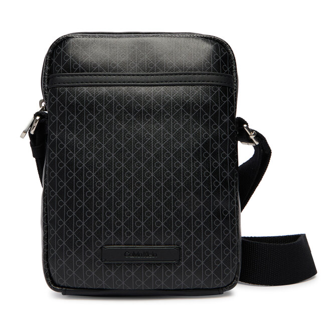 Saszetka Calvin Klein Emblem Aop Coated Slim Reporter LV04D3334G Czarny