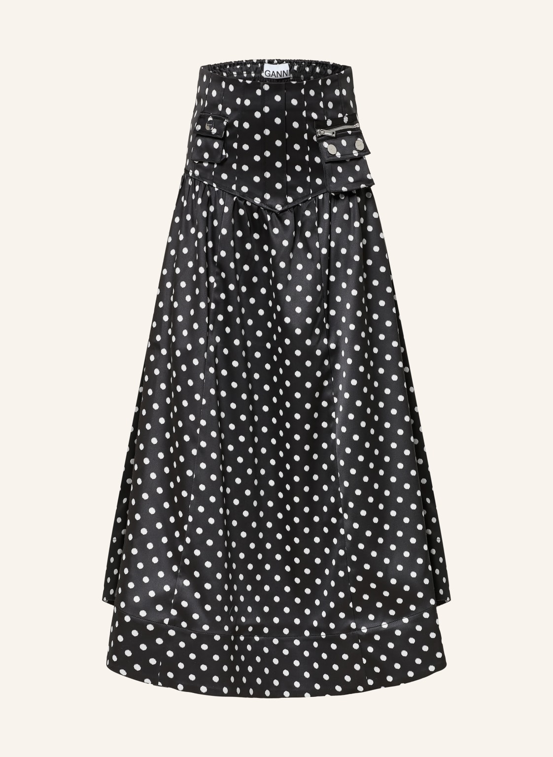 Ganni Satynowa Spódnica schwarz