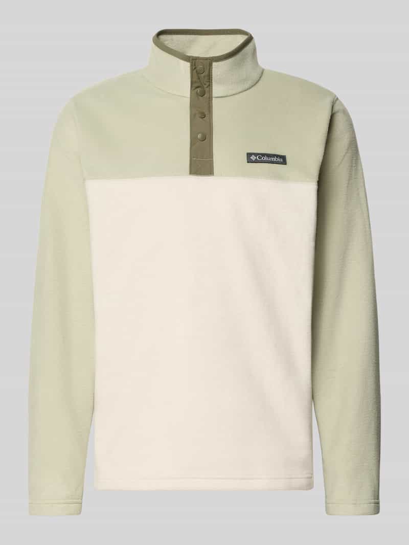 Sweter z polaru ze stójką i detalem z logo