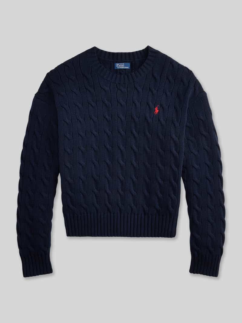 Sweter z dzianiny o kroju regular fit z czystej bawełny