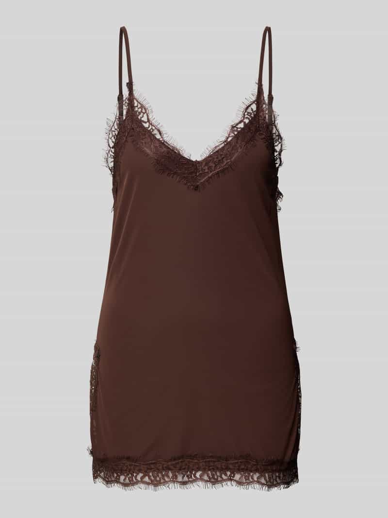 Top o kroju regular fit z obszyciem koronką