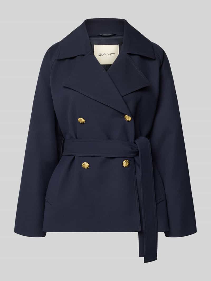 Kurtka z kołnierzem z połami i wiązanym paskiem