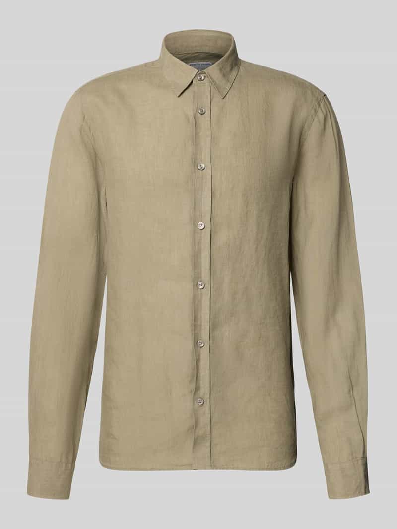 Koszula lniana o kroju regular fit z kołnierzykiem typu kent model ‘Spenser’