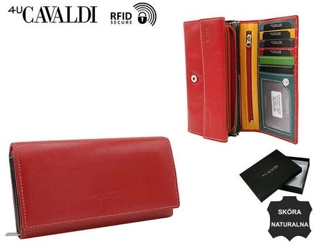 Portfel Damski Skórzany Cavaldi Długi Suwak I Klapka Skóra Naturalna RFID RD-12 ,,KOLOROWY,, 18,5 x 10 x 3,5 [cm]