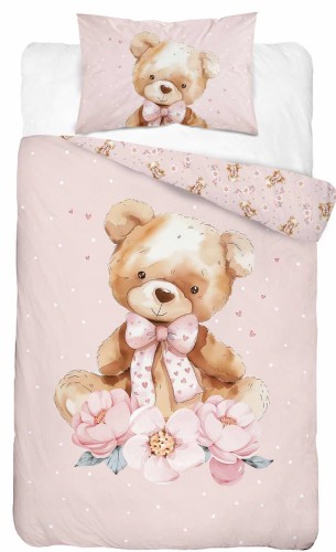 Pościel bawełniana 100x135 do łóżeczka Miś z misiem