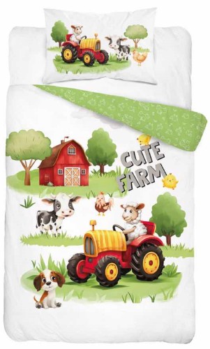 Pościel bawełniana 100x135 do łóżeczka z traktorkiem