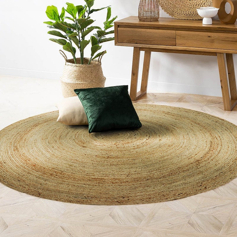 Dywan okrągły - 100% tkanej juty - śr. 200 cm - Naturalny - JAIPUR