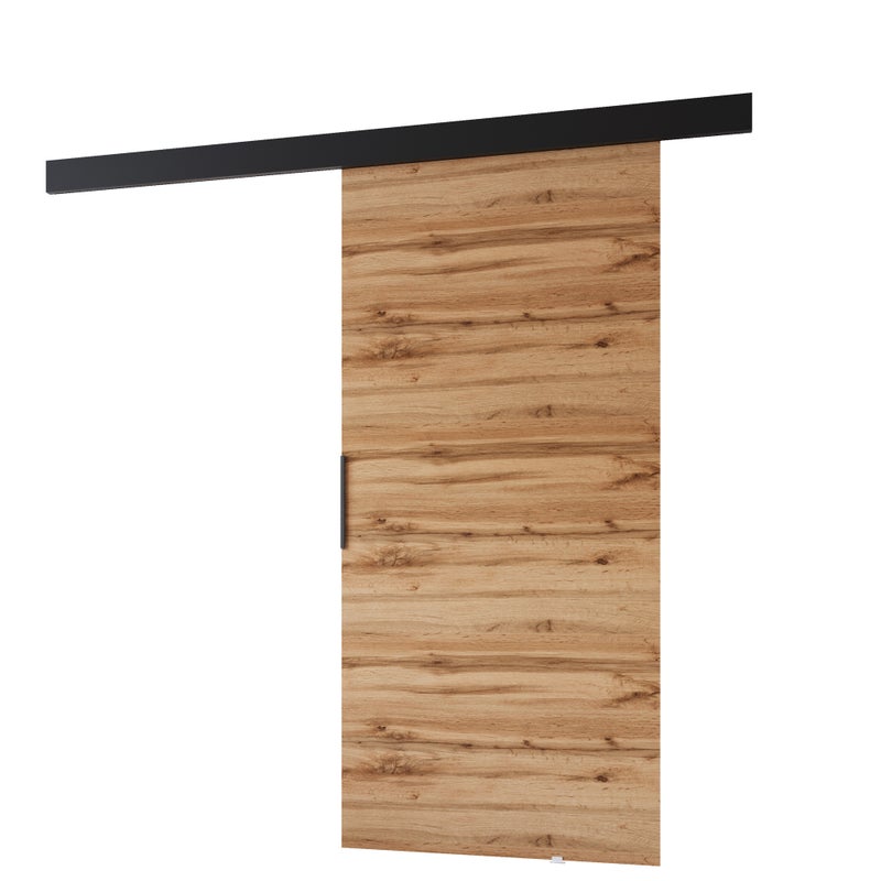 Drzwi przesuwne wewnętrzne PRIM A 106 cm dąb wotan /czarny.