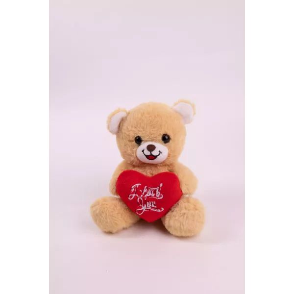Pluszowy miś z sercem - 15 cm, jasnobrązowy
