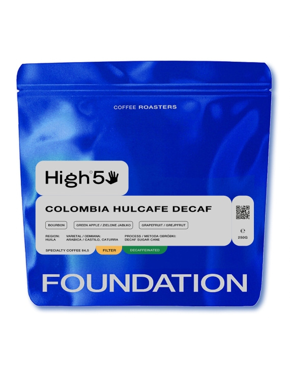 Kawa ziarnista Foundation Coffee Roasters High5 Colombia Hulcafe DECAF FILTR 250g