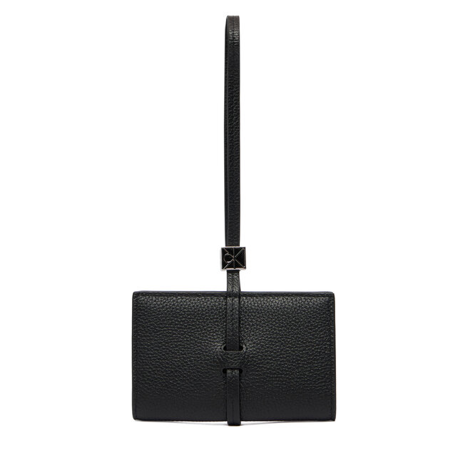 Portfel Calvin Klein Emblem Hw Pebble Wallet On Strap LV04F1130G Czarny